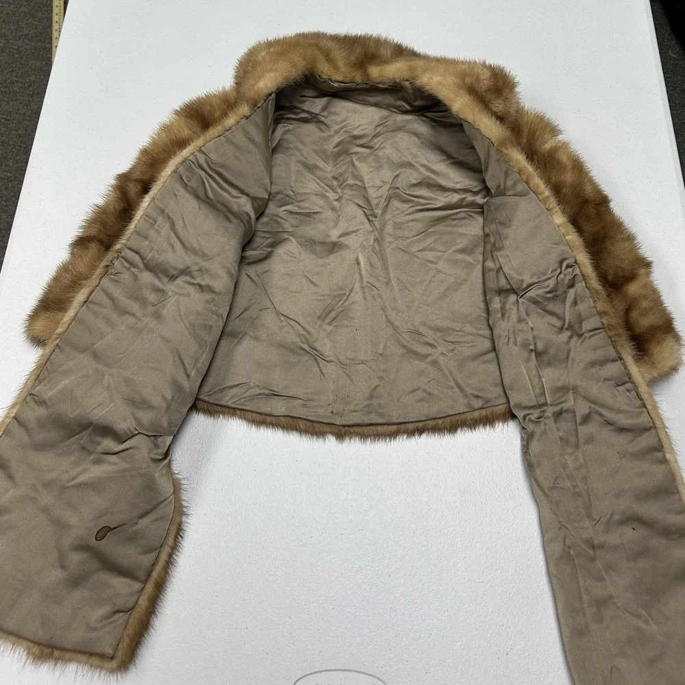 Unbranded Fur Stole Wrap Womens OS Brown Vintage Mink Style Shawl Collar D1
